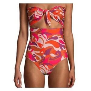 MIKOH Women's Lana Retro Print Strapless One Piece Swimsuit Size Small
